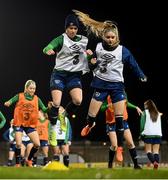 30 November 2020; Claire O'Riordan and Izzy Atkinson, right, during a Republic of Ireland training session at Tallaght Stadium in Dublin. Photo by Stephen McCarthy/Sportsfile