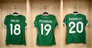 1 December 2020; Republic of Ireland jerseys hang in their changing room prior to the UEFA Women's EURO 2022 Qualifier match between Republic of Ireland and Germany at Tallaght Stadium in Dublin. Photo by Stephen McCarthy/Sportsfile
