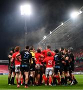 30 November 2020; Players from both teams tussle during the Guinness PRO14 match between Munster and Zebre at Thomond Park in Limerick. Photo by Ramsey Cardy/Sportsfile