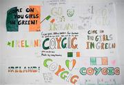 1 December 2020; Schools kids artwork is seen the the tunnel area prior to the UEFA Women's EURO 2022 Qualifier match between Republic of Ireland and Germany at Tallaght Stadium in Dublin. Photo by Stephen McCarthy/Sportsfile