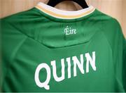 1 December 2020; The jersey of Louise Quinn hangs in the Republic of Ireland dressing room prior to  during the UEFA Women's EURO 2022 Qualifier match between Republic of Ireland and Germany at Tallaght Stadium in Dublin. Photo by Stephen McCarthy/Sportsfile