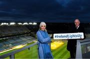 8 December 2020; Presenter Kathryn Thomas and Uachtarán Chumann Lúthchleas Gael John Horan during the launch of Ireland Lights Up 2021 in partnership with RTÉ’s Operation Transformation and Get Ireland Walking at Croke Park in Dublin. Photo by David Fitzgerald/Sportsfile