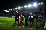 8 December 2020; Uachtarán Chumann Lúthchleas Gael John Horan walks with members of Clontarf GAA club Eimear Spring and her sons Hugh, left, age 8, and Gary, age 11, during the launch of Ireland Lights Up 2021 in partnership with RTÉ’s Operation Transformation and Get Ireland Walking at Croke Park in Dublin. Photo by David Fitzgerald/Sportsfile