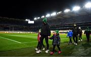8 December 2020; Members of Thomas Davis GAA club Aideen Byrne and her daughters Jude, right, age 5, and Jenna, age 7, during the launch of Ireland Lights Up 2021 in partnership with RTÉ’s Operation Transformation and Get Ireland Walking at Croke Park in Dublin. Photo by David Fitzgerald/Sportsfile