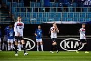 3 December 2020; Dundalk's Sean Hoare, centre, after his side conceded their third goal during the UEFA Europa League Group B match between Molde FK and Dundalk at Molde Stadion in Molde, Norway. Photo by Marius Simensen/Sportsfile