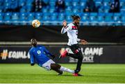 3 December 2020; Nathan Oduwa of Dundalk in action against Sheriff Sinyan of Molde during the UEFA Europa League Group B match between Molde FK and Dundalk at Molde Stadion in Molde, Norway. Photo by Marius Simensen/Sportsfile