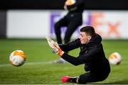 3 December 2020; Goalkeeper Jimmy Corcoran warms up prior to the UEFA Europa League Group B match between Molde FK and Dundalk at Molde Stadion in Molde, Norway. Photo by Marius Simensen/Sportsfile
