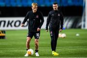 3 December 2020; Greg Sloggett and Cameron Dummigan of Dundalk prior to the UEFA Europa League Group B match between Molde FK and Dundalk at Molde Stadion in Molde, Norway. Photo by Marius Simensen/Sportsfile