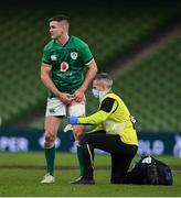 5 December 2020; Jonathan Sexton of Ireland with Team doctor Dr Ciaran Cosgrave during the Autumn Nations Cup match between Ireland and Scotland at the Aviva Stadium in Dublin. Photo by Ramsey Cardy/Sportsfile