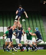 5 December 2020; Blade Thomson of Scotland wins possession in the lineout during the Autumn Nations Cup match between Ireland and Scotland at the Aviva Stadium in Dublin. Photo by Seb Daly/Sportsfile