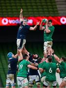 5 December 2020; James Ryan of Ireland wins possession in the lineout ahead of Scotland's Jonny Gray during the Autumn Nations Cup match between Ireland and Scotland at the Aviva Stadium in Dublin. Photo by Seb Daly/Sportsfile