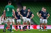 5 December 2020; Scotland players during the Autumn Nations Cup match between Ireland and Scotland at the Aviva Stadium in Dublin. Photo by Seb Daly/Sportsfile