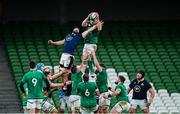 5 December 2020; James Ryan of Ireland wins possession in the lineout ahead of Scotland's Blade Thomson during the Autumn Nations Cup match between Ireland and Scotland at the Aviva Stadium in Dublin. Photo by Seb Daly/Sportsfile