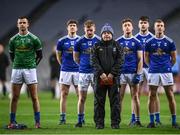 5 December 2020; Cavan manager Mickey Graham and his players stand for the national anthem prior to the GAA Football All-Ireland Senior Championship Semi-Final match between Cavan and Dublin at Croke Park in Dublin. Photo by Stephen McCarthy/Sportsfile
