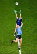 5 December 2020; James Smith of Cavan and Brian Fenton of Dublin contest the throw-in at the start of the GAA Football All-Ireland Senior Championship Semi-Final match between Cavan and Dublin at Croke Park in Dublin. Photo by Dáire Brennan/Sportsfile