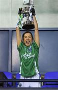 5 December 2020; Fermanagh captain Courteney Murphy lifts the cup after the TG4 All-Ireland Junior Ladies Football Championship Final match between Fermanagh and Wicklow at Parnell Park in Dublin. Photo by Matt Browne/Sportsfile