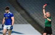 5 December 2020; Thomas Galligan of Cavan receives a red card from referee Ciarán Branagan during the GAA Football All-Ireland Senior Championship Semi-Final match between Cavan and Dublin at Croke Park in Dublin. Photo by Eóin Noonan/Sportsfile