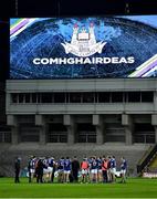 5 December 2020; Cavan players in a huddle after the GAA Football All-Ireland Senior Championship Semi-Final match between Cavan and Dublin at Croke Park in Dublin. Photo by Piaras Ó Mídheach/Sportsfile