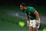 5 December 2020; Bundee Aki of Ireland during the Autumn Nations Cup match between Ireland and Scotland at the Aviva Stadium in Dublin. Photo by Ramsey Cardy/Sportsfile