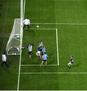 5 December 2020; Dublin goalkeeper Stephen Cluxton contests the dropping ball with team-mates, from left, Jonny Cooper, Michael Fitzsimons and Robert McDaid against Martin Reilly of Cavan during the GAA Football All-Ireland Senior Championship Semi-Final match between Cavan and Dublin at Croke Park in Dublin. Photo by Piaras Ó Mídheach/Sportsfile