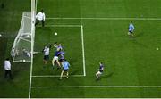 5 December 2020; Dublin goalkeeper Stephen Cluxton contests the dropping ball with team-mates, from left, Jonny Cooper, Michael Fitzsimons and Robert McDaid against Martin Reilly of Cavan during the GAA Football All-Ireland Senior Championship Semi-Final match between Cavan and Dublin at Croke Park in Dublin. Photo by Piaras Ó Mídheach/Sportsfile