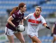 6 December 2020; Sarah Lynch of Galway in action against Orla Finn of Cork during the TG4 All-Ireland Senior Ladies Football Championship Semi-Final match between Cork and Galway at Croke Park in Dublin. Photo by Ray McManus/Sportsfile