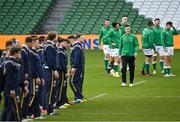 5 December 2020; Ireland captain Jonathan Sexton prior to the national anthems during the Autumn Nations Cup match between Ireland and Scotland at the Aviva Stadium in Dublin. Photo by Seb Daly/Sportsfile