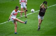 6 December 2020; Ciara O'Sullivan of Cork in action against Leanne Coen of Galway during the TG4 All-Ireland Senior Ladies Football Championship Semi-Final match between Cork and Galway at Croke Park in Dublin. Photo by Ramsey Cardy/Sportsfile