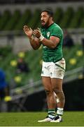 5 December 2020; Bundee Aki of Ireland during the Autumn Nations Cup match between Ireland and Scotland at the Aviva Stadium in Dublin. Photo by Seb Daly/Sportsfile