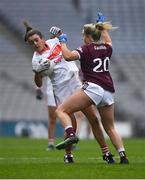 6 December 2020; Erika O'Shea of Cork is tackled by Andrea Trill of Galway during the TG4 All-Ireland Senior Ladies Football Championship Semi-Final match between Cork and Galway at Croke Park in Dublin. Photo by Ray McManus/Sportsfile