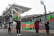 6 December 2020; Mayo supporters, from left, Ruth Melvin, Geraldine Cleary, Ann-Marie Casey and Ailish Duffy await the arrival of the Mayo team outside Croke Park ahead of the GAA Football All-Ireland Senior Championship Semi-Final match between Mayo and Tipperary at Croke Park in Dublin. Photo by Sam Barnes/Sportsfile