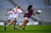 6 December 2020; Charlotte Cooney of Galway is tackled by Orla Finn of Cork during the TG4 All-Ireland Senior Ladies Football Championship Semi-Final match between Cork and Galway at Croke Park in Dublin. Photo by Ray McManus/Sportsfile