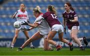 6 December 2020; Saoirse Noonan of Cork is tackled by Lynsey Noone of Galway during the TG4 All-Ireland Senior Ladies Football Championship Semi-Final match between Cork and Galway at Croke Park in Dublin. Photo by Ray McManus/Sportsfile