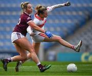 6 December 2020; Eimear Kiely of Cork is tackled by Andrea Trill of Galway during the TG4 All-Ireland Senior Ladies Football Championship Semi-Final match between Cork and Galway at Croke Park in Dublin. Photo by Ray McManus/Sportsfile