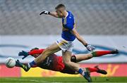 6 December 2020; Michael Quinlivan of Tipperary has his shot on goal saved by Mayo goalkeeper David Clarke during the GAA Football All-Ireland Senior Championship Semi-Final match between Mayo and Tipperary at Croke Park in Dublin. Photo by Brendan Moran/Sportsfile
