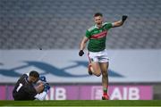 6 December 2020; Cillian O'Connor of Mayo celebrates after scoring his side's second goal during the GAA Football All-Ireland Senior Championship Semi-Final match between Mayo and Tipperary at Croke Park in Dublin. Photo by Ramsey Cardy/Sportsfile