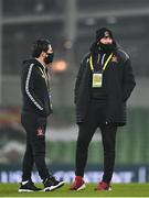 6 December 2020; Dundalk interim head coach Filippo Giovagnoli, right, with Dundalk assistant coach Giuseppe Rossi prior to the Extra.ie FAI Cup Final match between Shamrock Rovers and Dundalk at the Aviva Stadium in Dublin. Photo by Eóin Noonan/Sportsfile