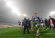 6 December 2020; Tipperary captain Conor Sweeney and Tipperary manager David Power during a wreath laying ceremony following the GAA Football All-Ireland Senior Championship Semi-Final match between Mayo and Tipperary at Croke Park in Dublin. Photo by Ramsey Cardy/Sportsfile