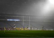 6 December 2020; Kevin Fahey of Tipperary and Jordan Flynn of Mayo contest a dropping ball, as fog decends, during the GAA Football All-Ireland Senior Championship Semi-Final match between Mayo and Tipperary at Croke Park in Dublin. Photo by Ray McManus/Sportsfile