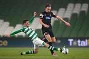 6 December 2020; Daniel Cleary of Dundalk is tackled by Dylan Watts of Shamrock Rovers during the Extra.ie FAI Cup Final match between Shamrock Rovers and Dundalk at the Aviva Stadium in Dublin. Photo by Stephen McCarthy/Sportsfile