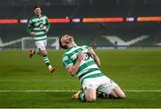 6 December 2020; Aaron Greene of Shamrock Rovers celebrates after scoring his side's first goal during the Extra.ie FAI Cup Final match between Shamrock Rovers and Dundalk at the Aviva Stadium in Dublin. Photo by Stephen McCarthy/Sportsfile