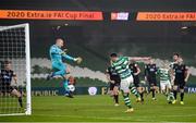 6 December 2020; Aaron Greene of Shamrock Rovers heads to score his side's first goal during the Extra.ie FAI Cup Final match between Shamrock Rovers and Dundalk at the Aviva Stadium in Dublin. Photo by Stephen McCarthy/Sportsfile