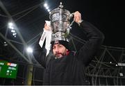 6 December 2020; Dundalk interim head coach Filippo Giovagnoli celebrates following the Extra.ie FAI Cup Final match between Shamrock Rovers and Dundalk at the Aviva Stadium in Dublin. Photo by Stephen McCarthy/Sportsfile