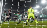 6 December 2020; Sean Hoare of Dundalk shoots to score his side's third goal during the Extra.ie FAI Cup Final match between Shamrock Rovers and Dundalk at the Aviva Stadium in Dublin. Photo by Eóin Noonan/Sportsfile
