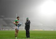 6 December 2020; Mayo manager James Horan speaks to captain Aidan O'Shea following the GAA Football All-Ireland Senior Championship Semi-Final match between Mayo and Tipperary at Croke Park in Dublin. Photo by Ramsey Cardy/Sportsfile