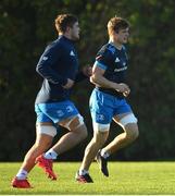 7 December 2020; Josh van der Flier, right, and Scott Penny during Leinster Rugby squad training at UCD in Dublin. Photo by Ramsey Cardy/Sportsfile