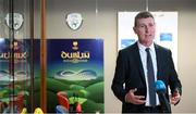 7 December 2020; Republic of Ireland manager Stephen Kenny during a Republic of Ireland press conference at FAI Headquarters in Abbotstown, Dublin, following the UEFA preliminary draw for the FIFA World Cup 2022. Photo by Stephen McCarthy/Sportsfile