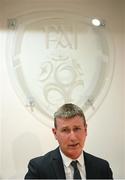 7 December 2020; Republic of Ireland manager Stephen Kenny during a Republic of Ireland press conference at FAI Headquarters in Abbotstown, Dublin, following the UEFA preliminary draw for the FIFA World Cup 2022. Photo by Stephen McCarthy/Sportsfile