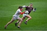 6 December 2020; Melissa Duggan of Cork in action against Sinéad Burke of Galway during the TG4 All-Ireland Senior Ladies Football Championship Semi-Final match between Cork and Galway at Croke Park in Dublin. Photo by Ramsey Cardy/Sportsfile