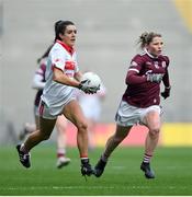 6 December 2020; Erika O'Shea of Cork in action against Lucy Hannon of Galway of Galway during the TG4 All-Ireland Senior Ladies Football Championship Semi-Final match between Cork and Galway at Croke Park in Dublin. Photo by Ramsey Cardy/Sportsfile